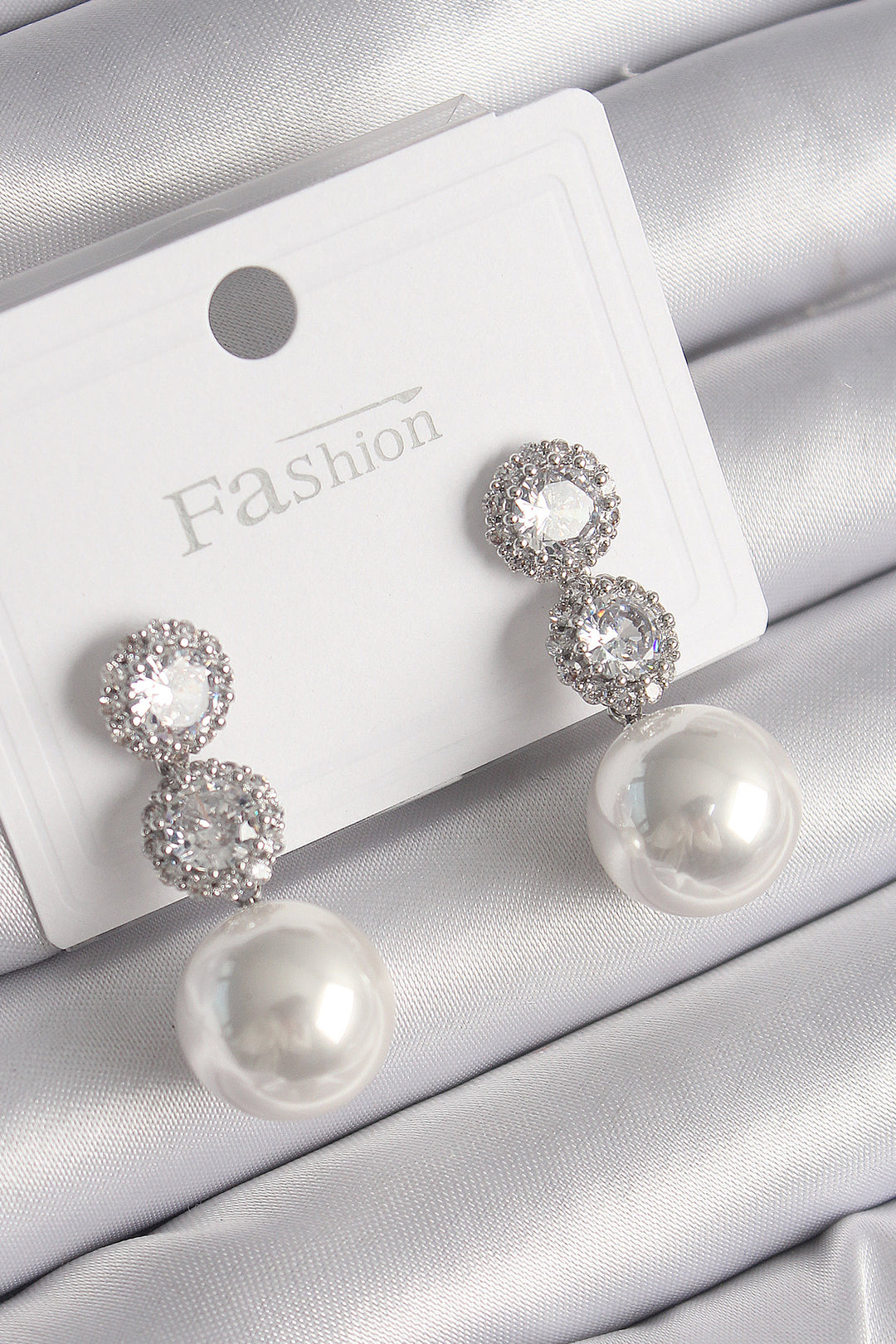 EBJ Rice Silver Color Zircon Stone Dangle Pearl Model Women's Earring - Pedro Celestino Negrete