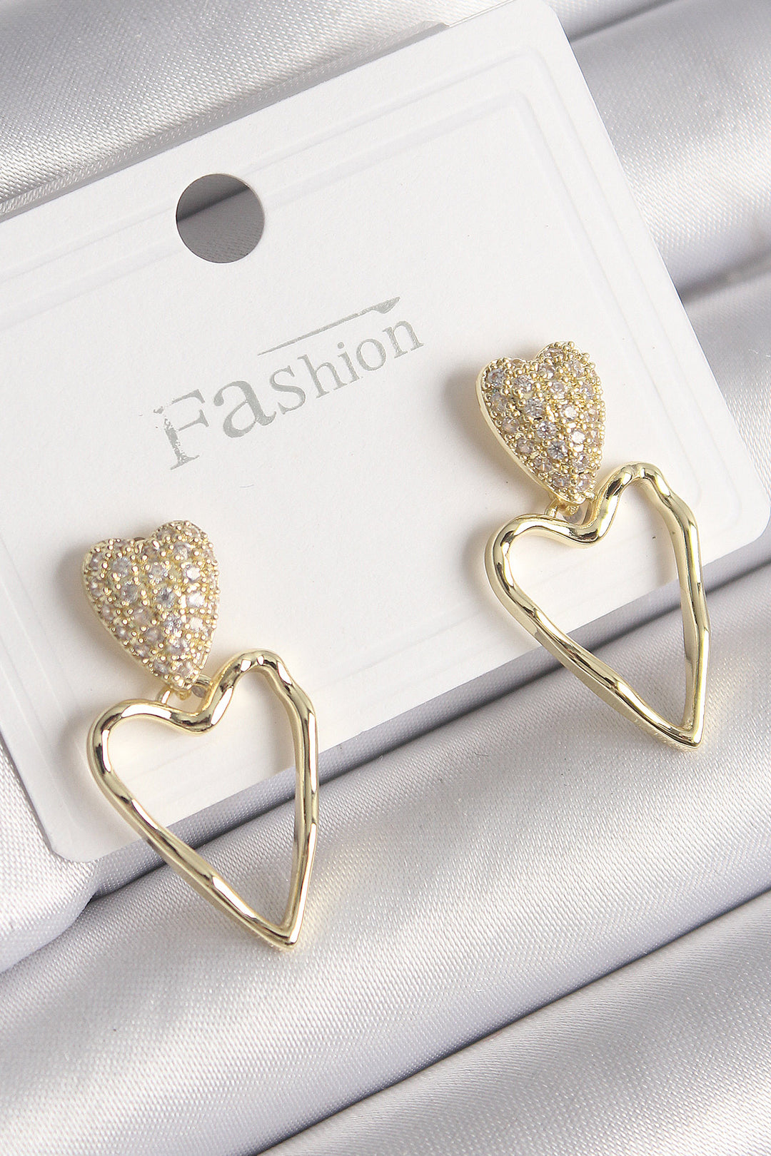 EBJ Rice Gold Color Zircon Stone Heart Model Women's Earring - San Felipe Orizatlán