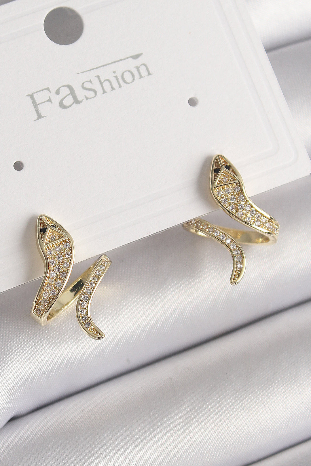 EBJ Rice Gold Color Snake Model Women's Earring with Zircon Stone - Lagos de Moreno