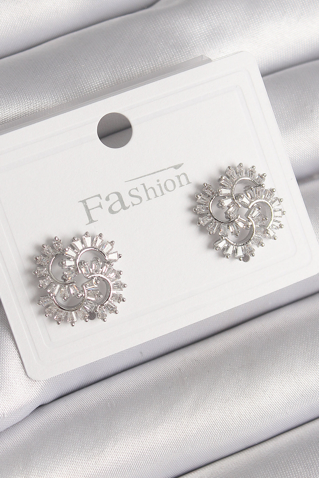 EBJ Rice Silver Color Clover Model Women's Earring with Zircon Stone - Bethlehem
