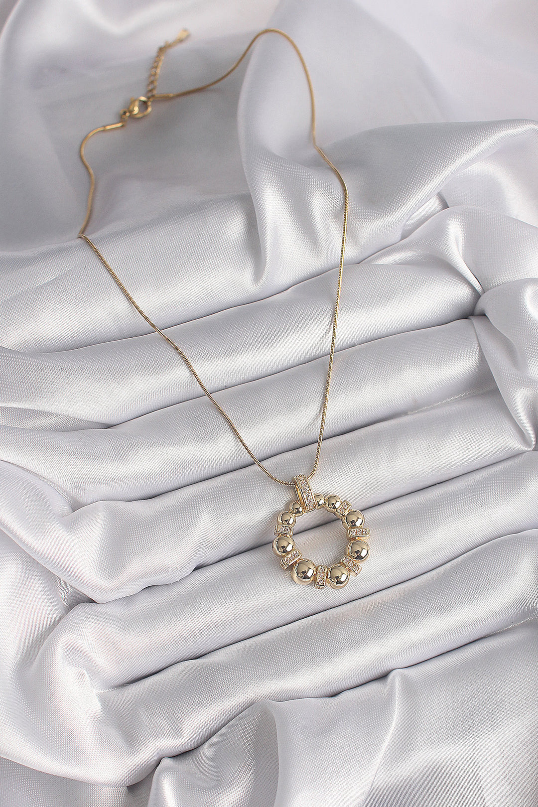 EBJ 316L Steel Gold Color Chain Zircon Stone Detailed Domed Ring Model Women's Necklace - Heroica Ciudad de Tlaxiaco