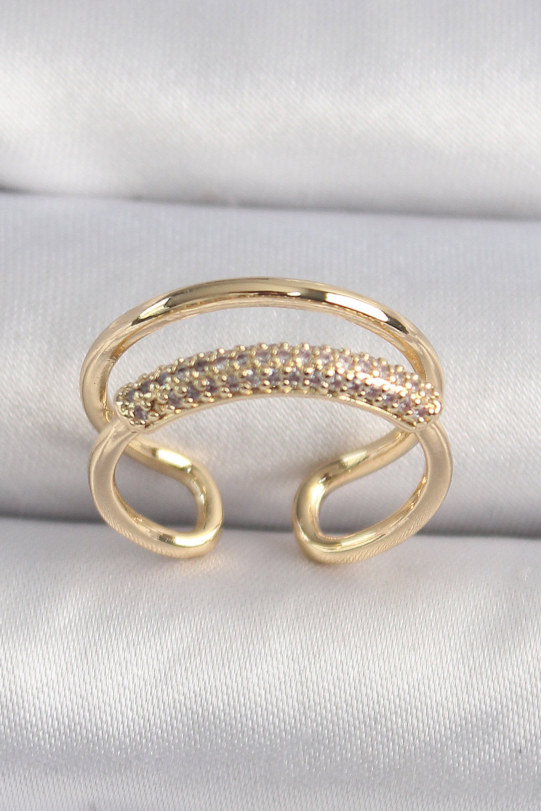 EBJ Gold Color Zircon Stone Women's Ring with Rice - Layton