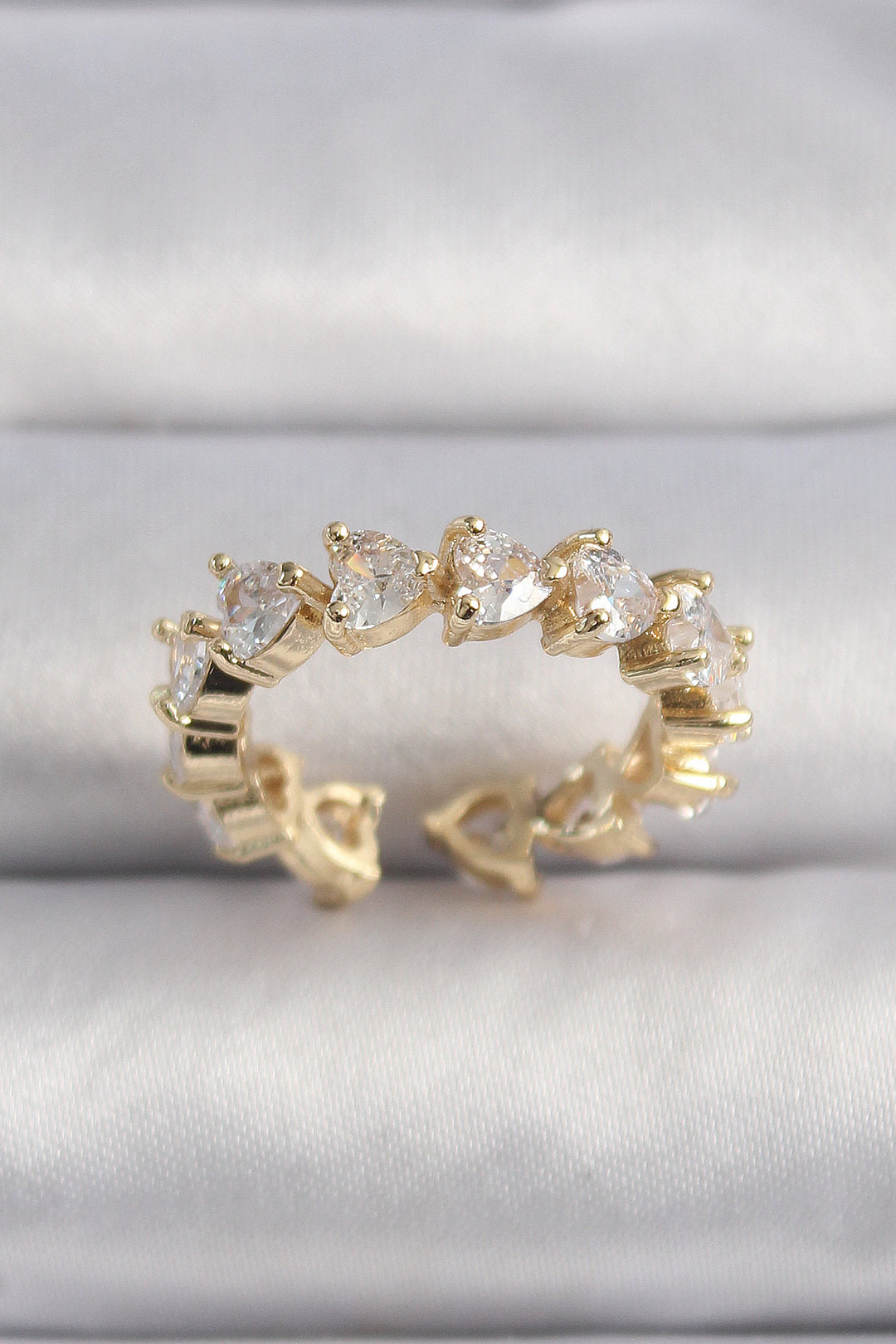 EBJ Gold Color Heart Zircon Stone VIP Series Women's Ring with Rice - Bayonne