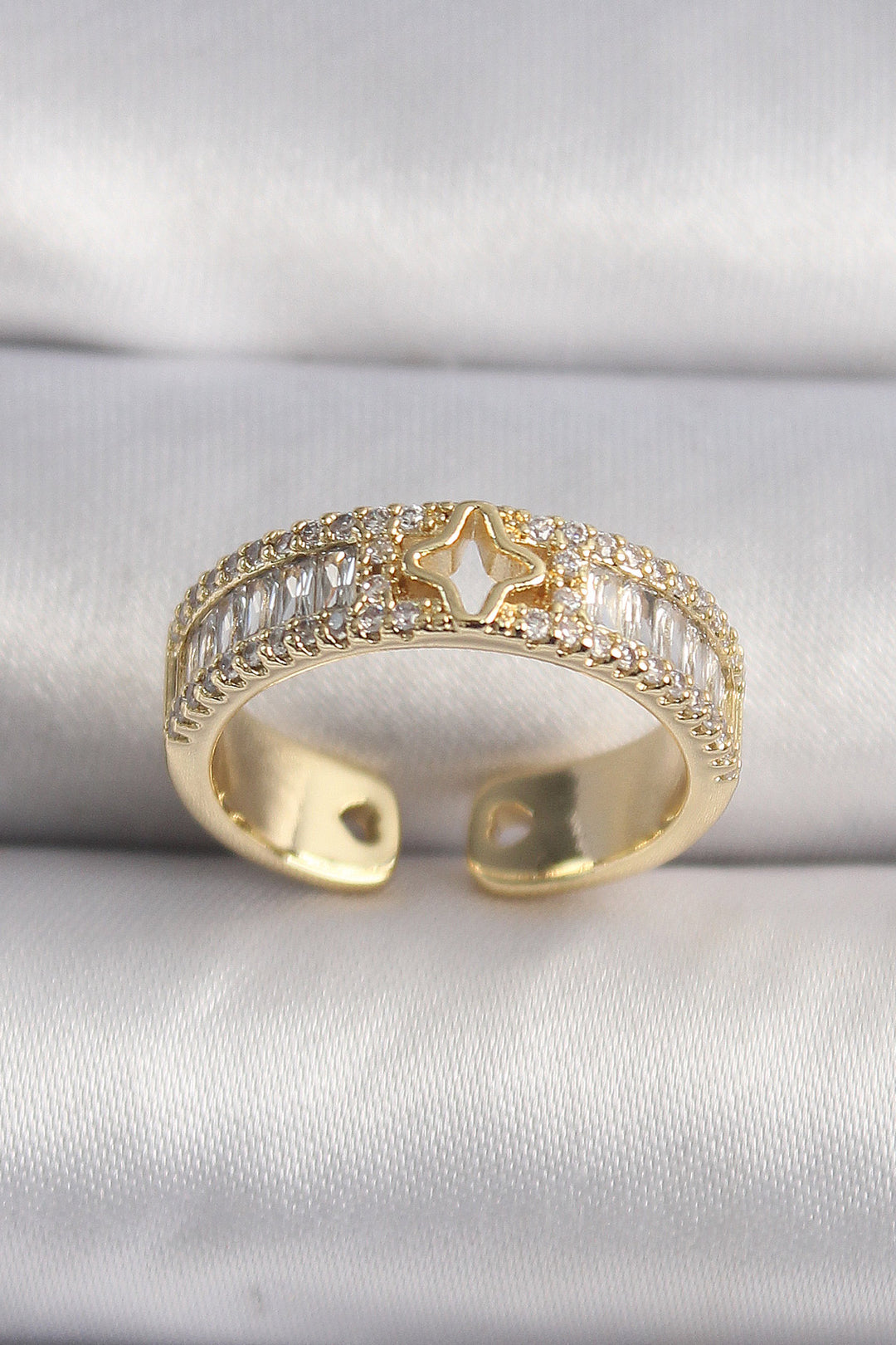 EBJ Rice Gold Color Star Processing VIP Series Women's Ring with Zircon Stone - Lexington