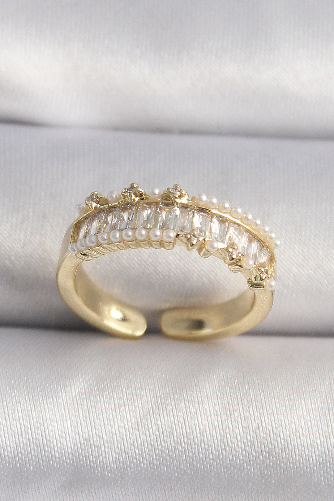 EBJ Rice Gold Color Zircon Stone Detailed VIP Series Women's Ring - San Pedro Garza García