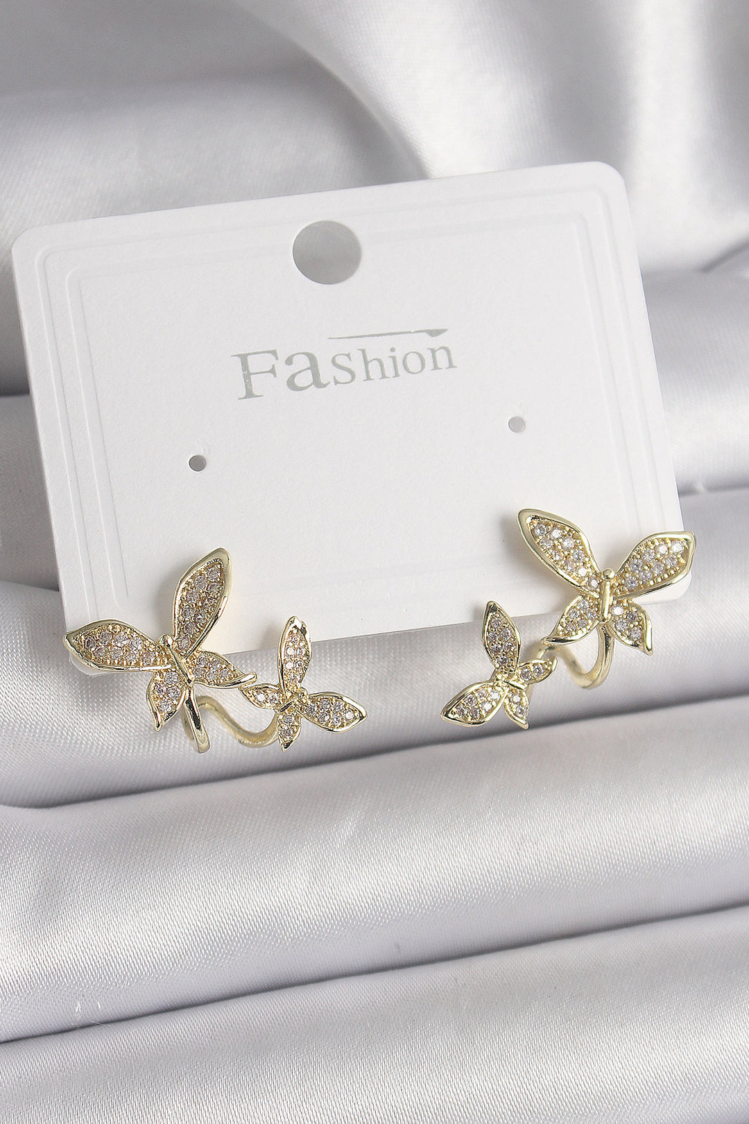 EBJ Rice Gold Color Butterfly Model Women's Earrings with Zircon Stone - Bellinzona