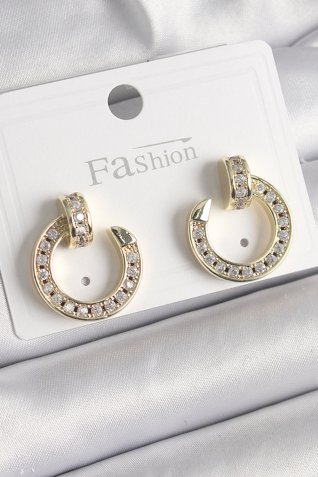 EBJ Rice Gold Color Zircon Stone Nail Ring Model Women's Earring - Castelldefels