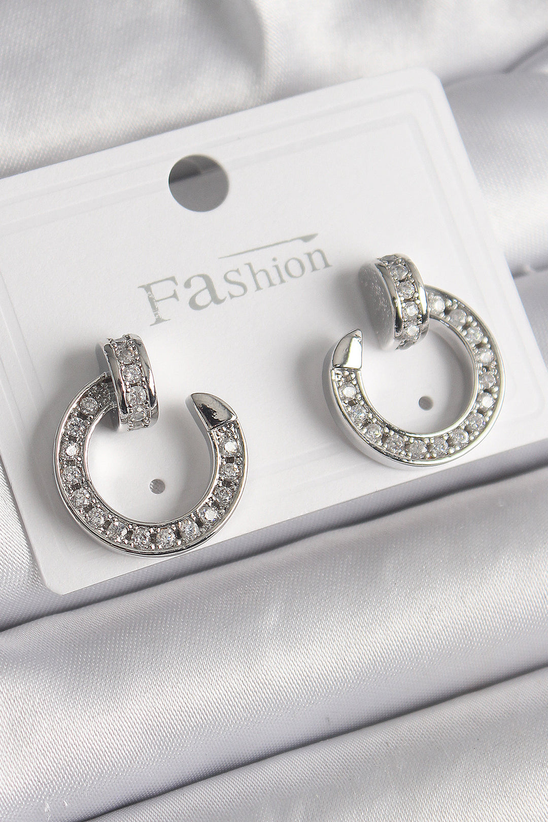 EBJ Rice Silver Color Zircon Stone Nail Ring Model Women's Earring - Palo Alto