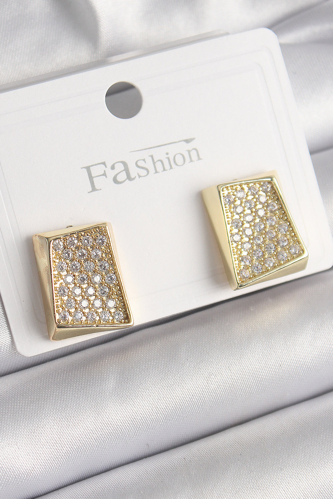 EBJ Gold Color Zircon Stone Plate Model Women's Earrings - Beaverton