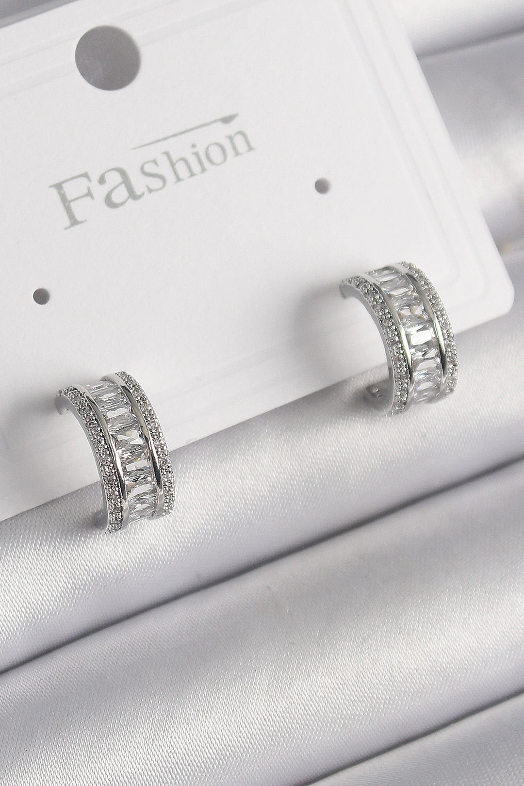 EBJ Rice Silver Color Zircon Stone Ring Model Women's Earring - Nampa