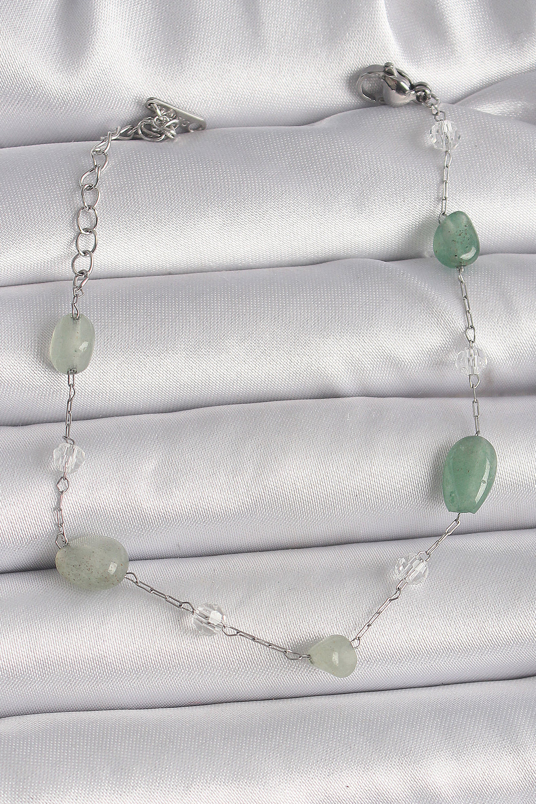 EBJ 316L Stainless Steel Silver Color Chain Green Natural Stone Women's Bracelet - Kakhovka