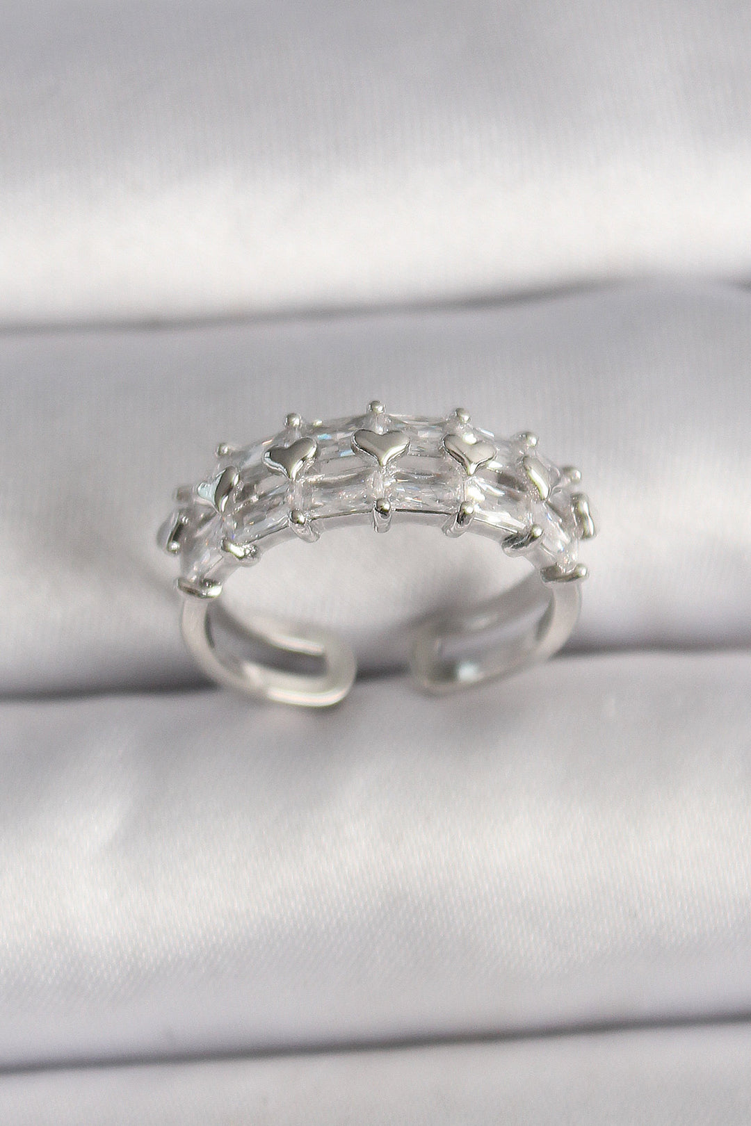 EBJ Adjustable Ring with Rice Silver Color Zircon Stone - Plymouth