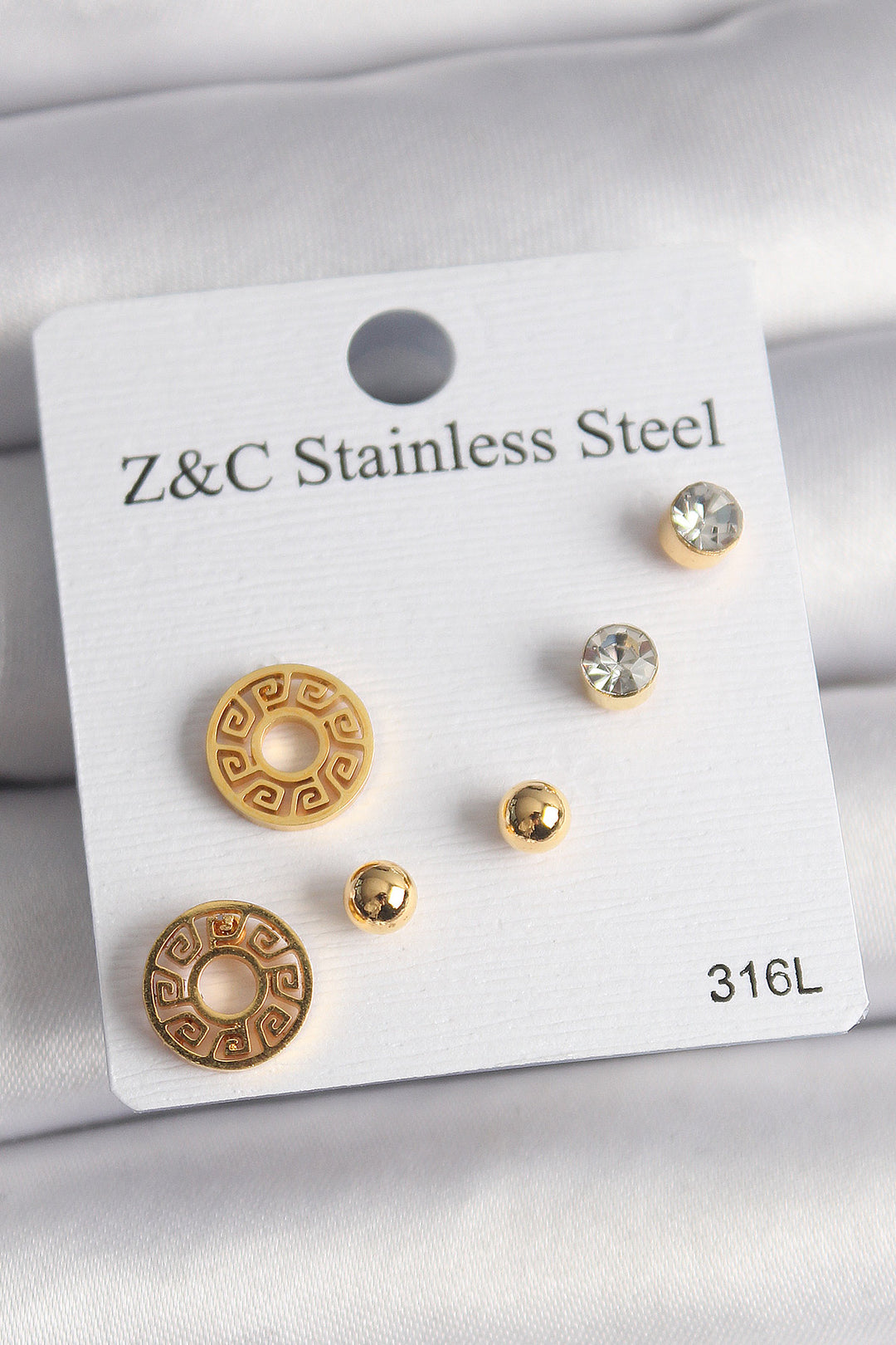 EBJ 316L Steel Gold Color Zircon Stone Labyrinth Model Women's Earring Set - Decatur