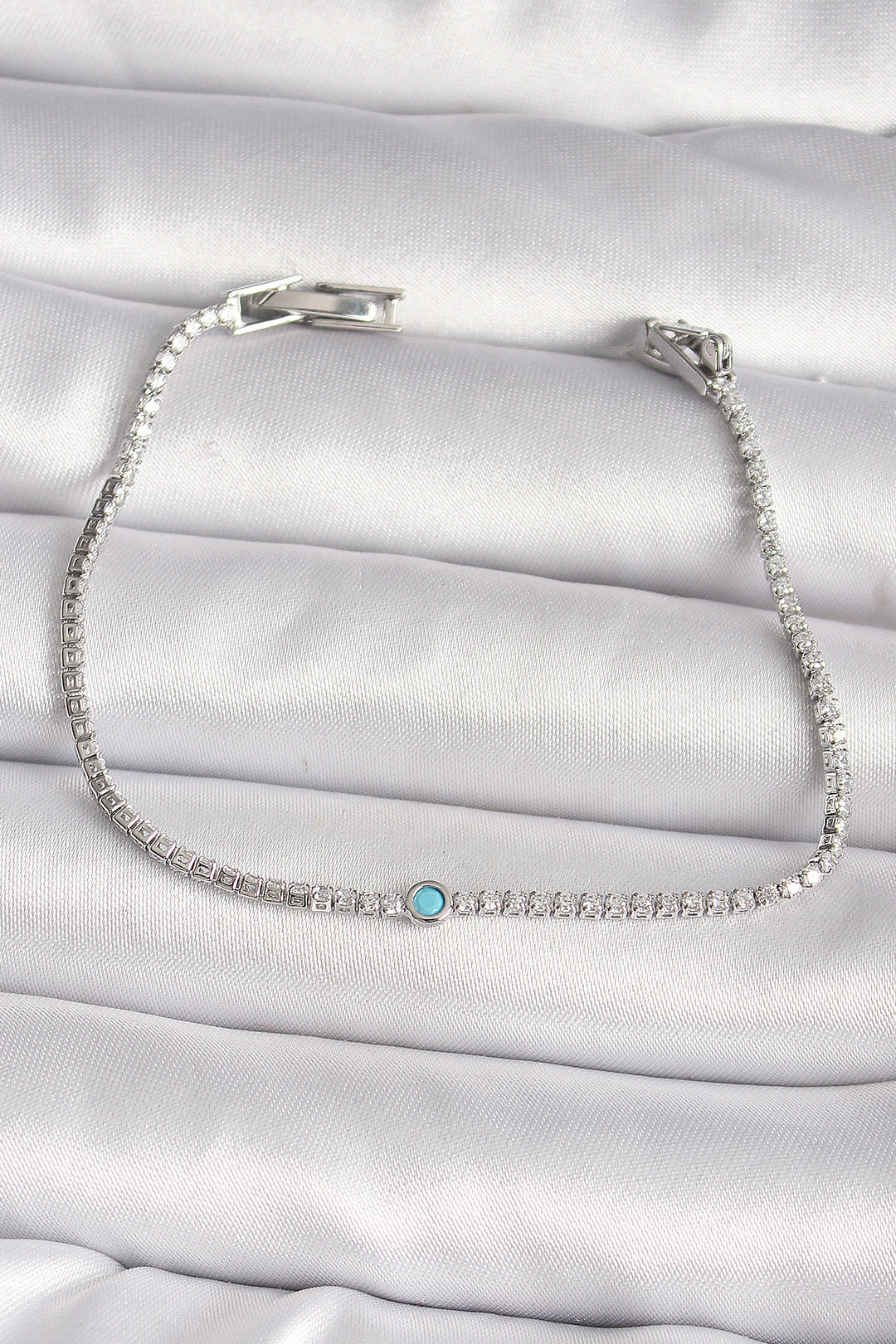 EBJ Rice Silver Color Waterway Bracelet with Zircon Stone and Blue Stone for Women - Krems an der Donau