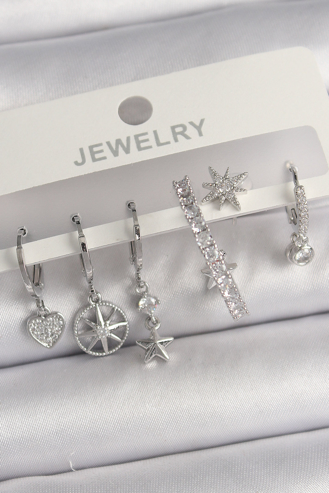 EBJ Rice Silver Color Dangle Earrings Set with Zircon Stone Star Model Women's Earrings Set - Glendale