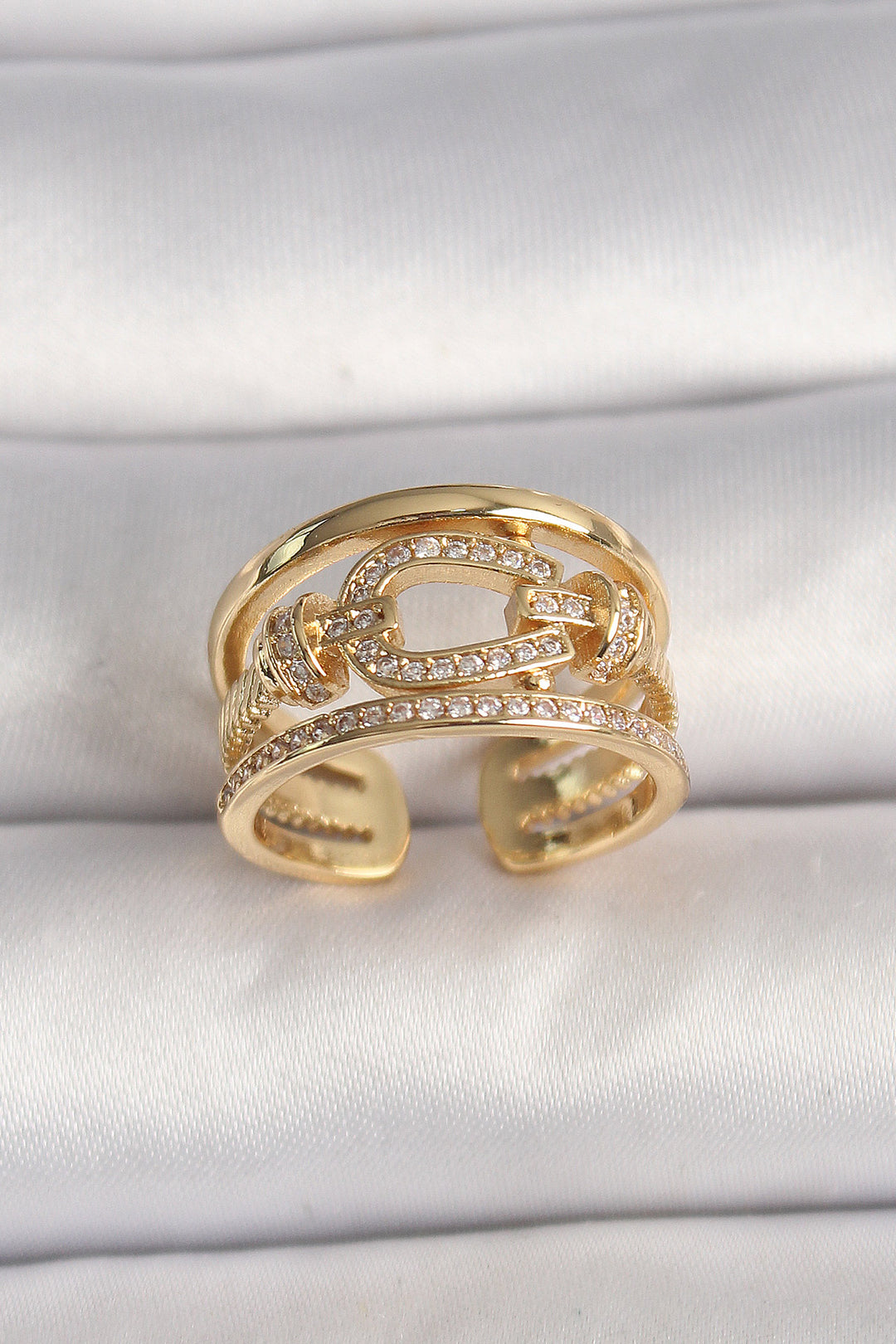 EBJ Adjustable Sailor Knot Model Women's Ring with Gold Color Rice and Zircon Stone - Buffalo Grove