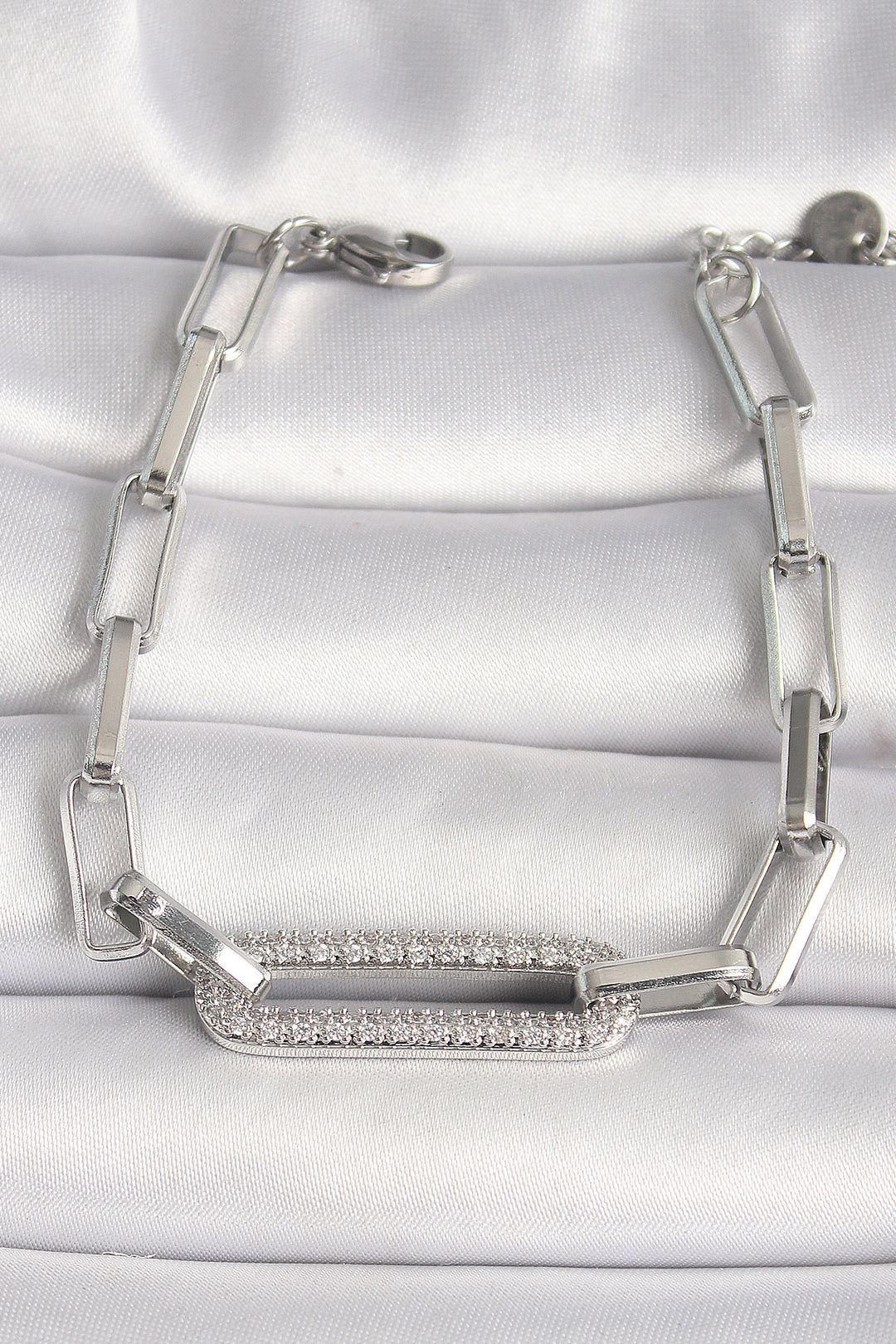 EBJ 316L Stainless Steel Silver Color Zircon Stone Chain Women's Bracelet - Muskegon