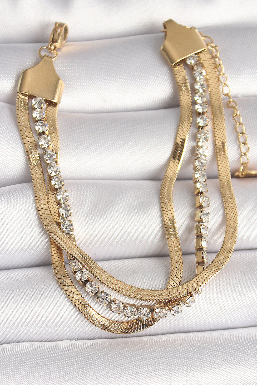 EBJ 316L Steel Gold Color 2-Piece Italian Chain Model Zircon Stone Women's Bracelet - Katwijk