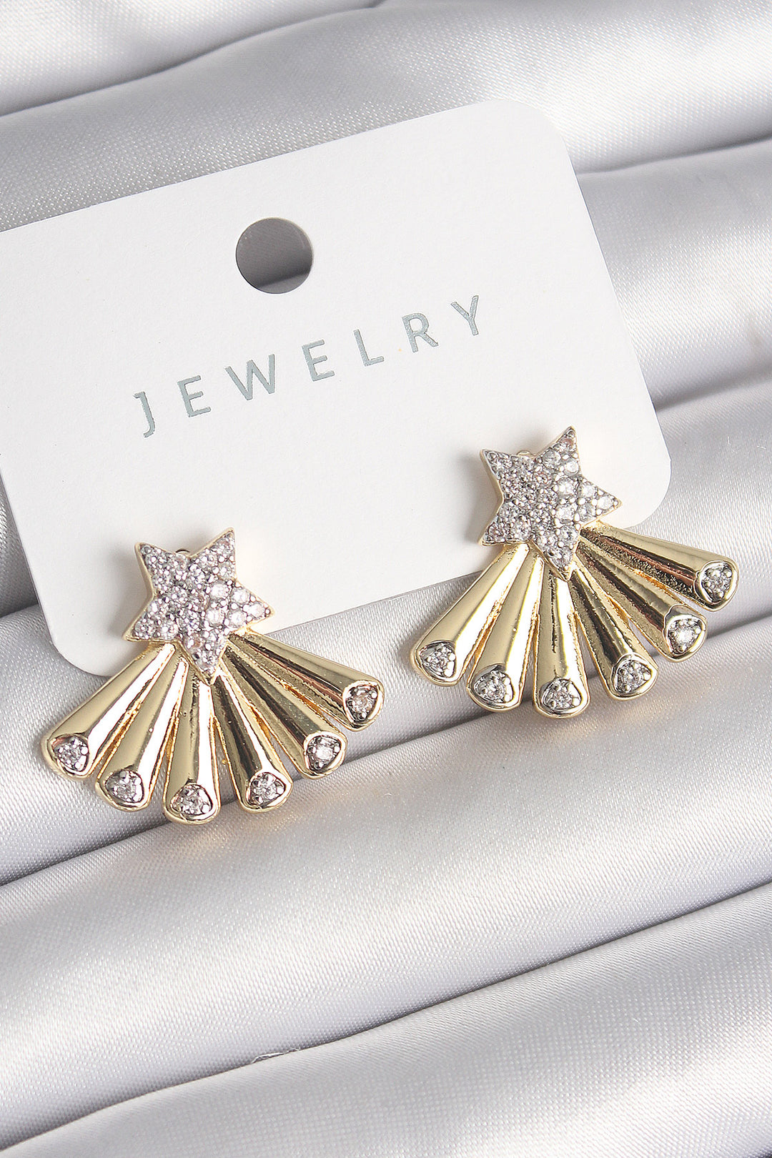 EBJ Rice Gold Color Star Fan Model Women's Earring with Zircon Stone - Buffalo