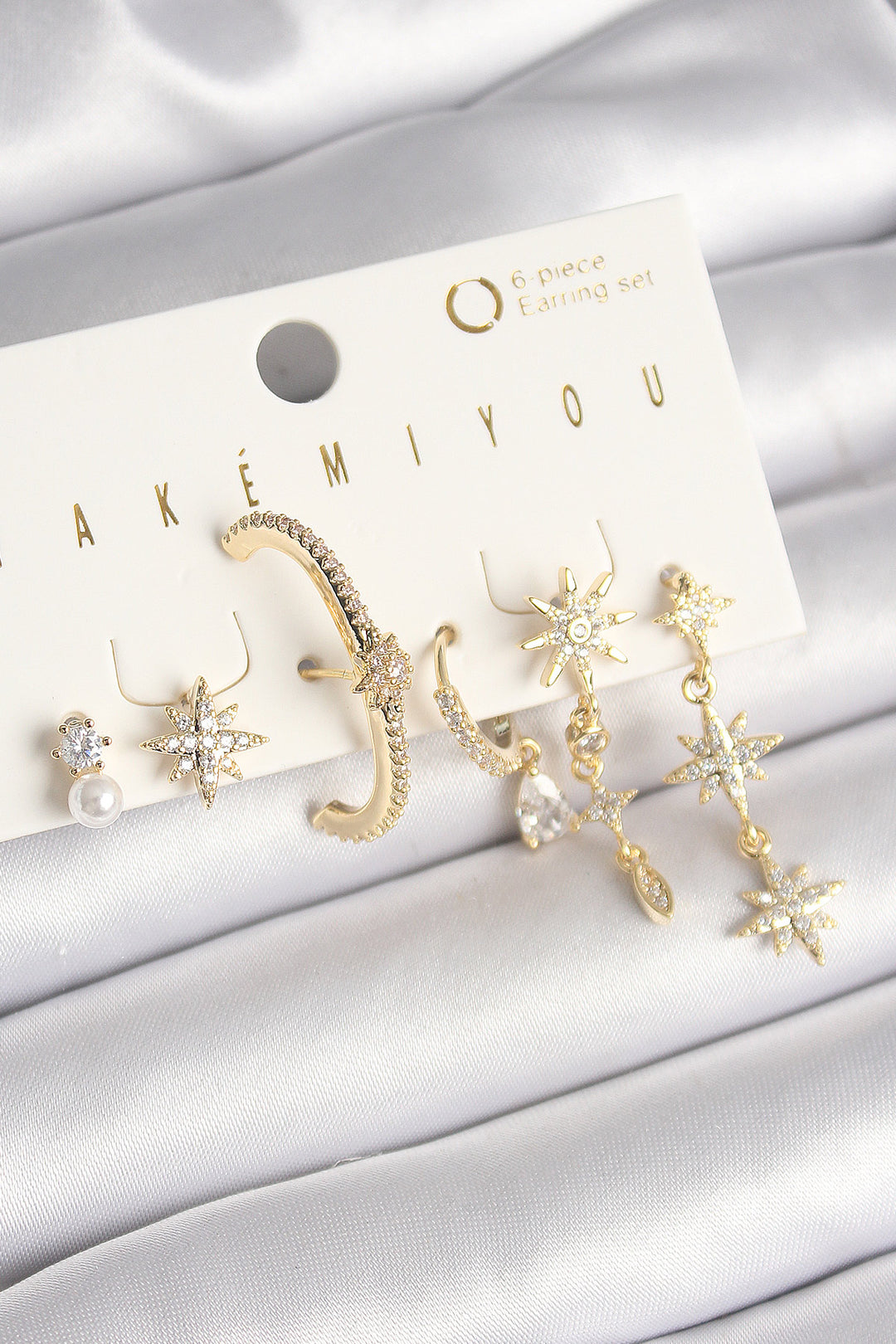 EBJ Rice Gold Color Zircon Stone Pendant Pole Star Model VIP Series Women's Earring Set - Cabo San Lucas