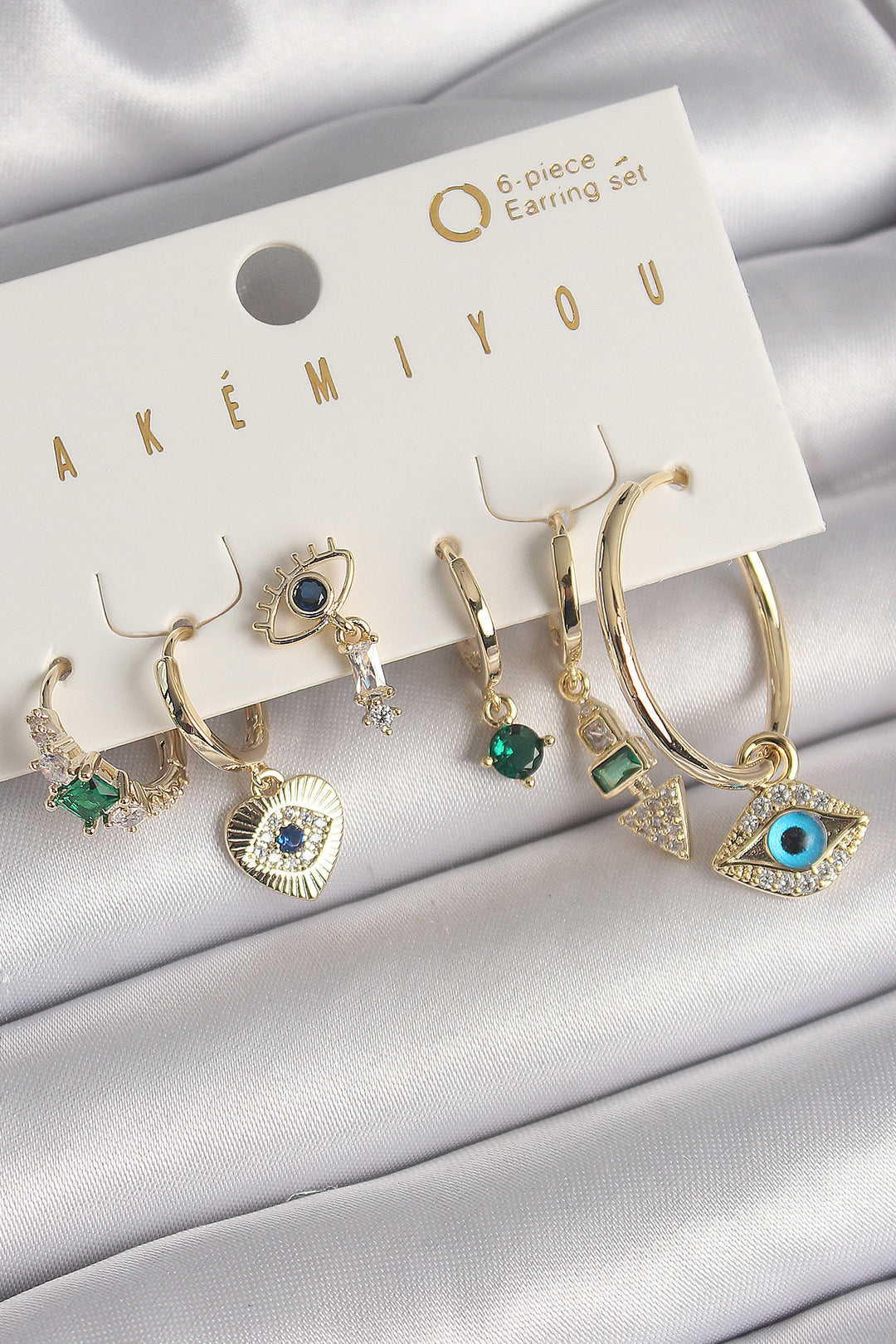 EBJ Rice Gold Color Dangle Earrings Set with Zircon Stone Eye Figure VIP Series Women's Earrings Set - Chernivtsi