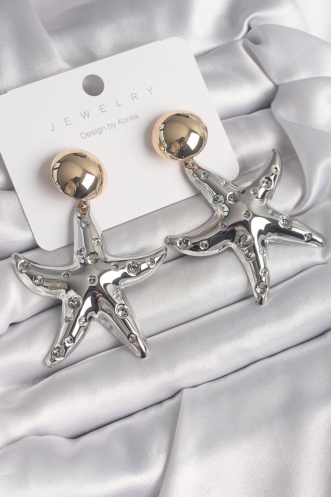 EBJ Rice Mix Color Dangle Earrings with Detailed Processing Starfish Pattern for Women - Olive Branch