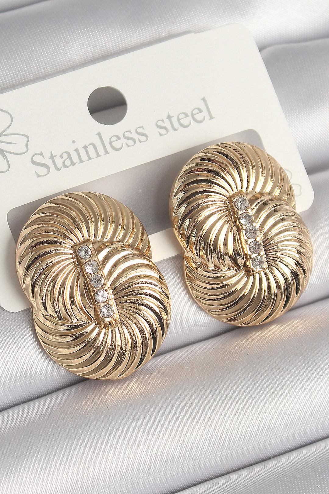EBJ Spiral Design Women's Earring with Gold Color Zircon Stone - Ciudad de Allende