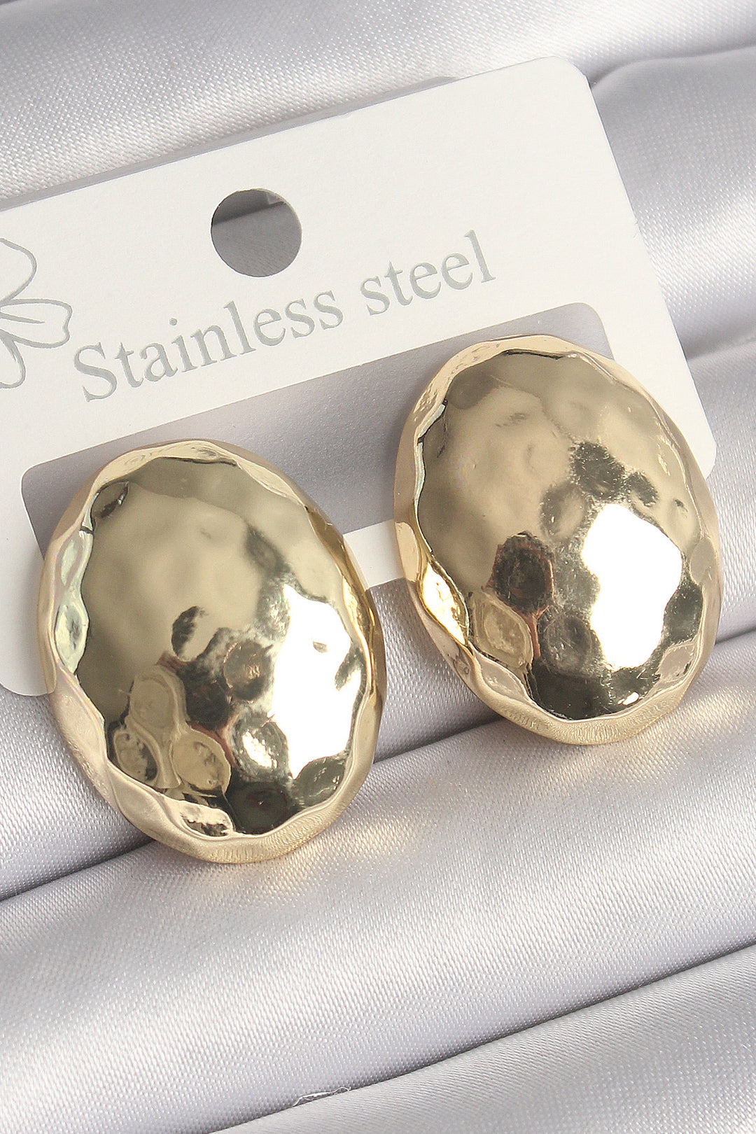 EBJ Rice Gold Color Embroidered Dome Oval Model Women's Earring - Salisbury
