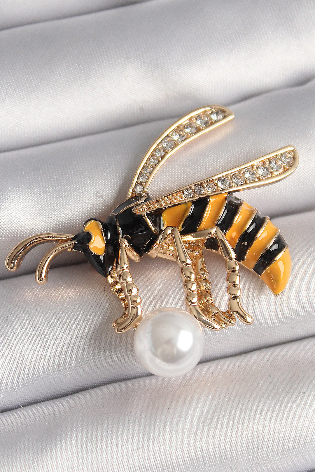 EBJ Rice Gold Color Zircon Stone Detailed Bee Model Women's Brooch - Drohobych
