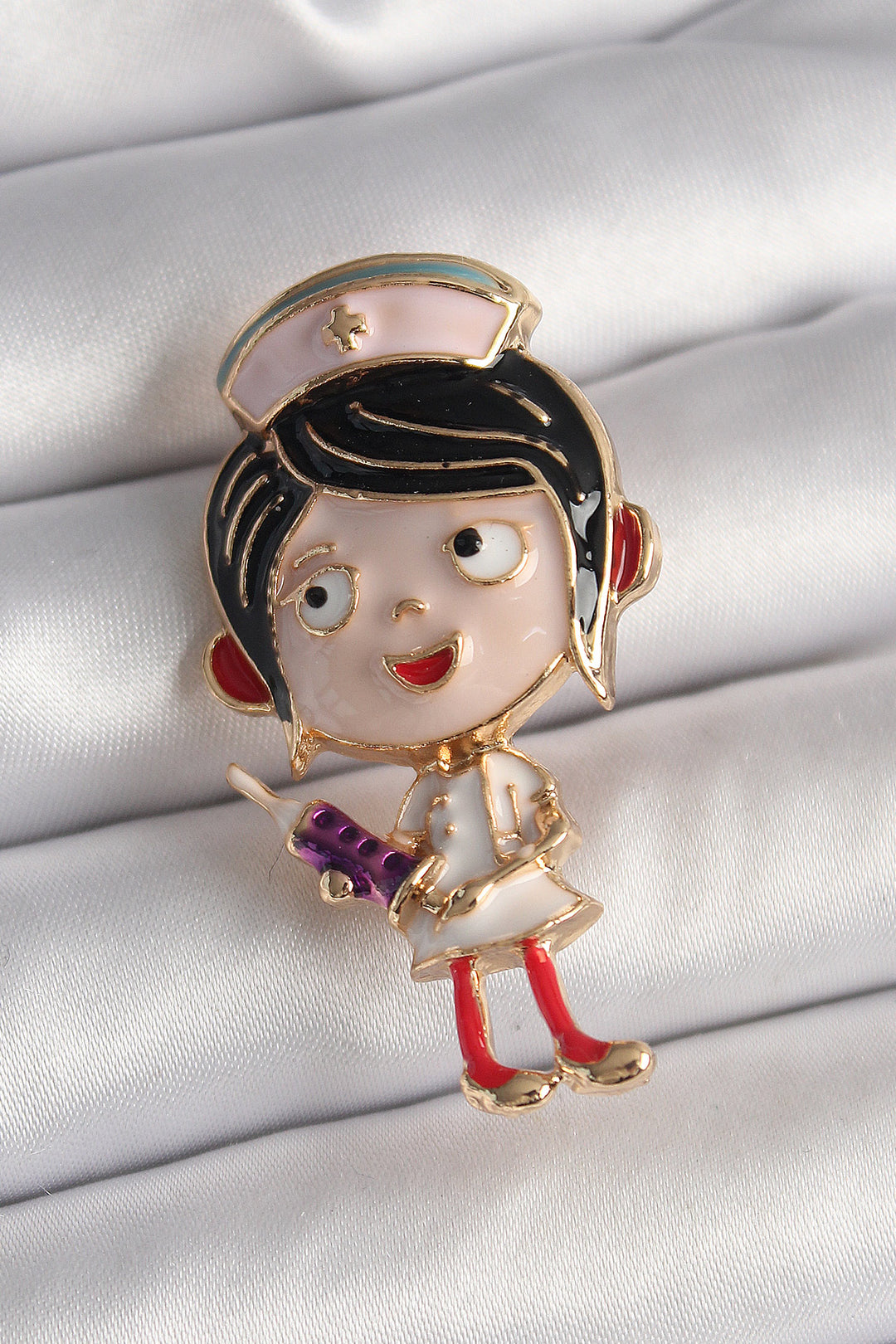 EBJ Rice Gold Colorful Nurse Model Woman Brooch - La Línea de la Concepción