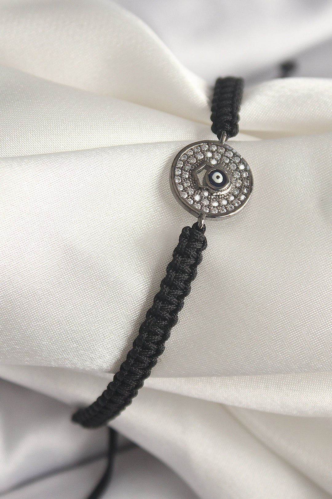 EBJ Rice Smoked Color Zircon Stone Evil Eye Macrame Bracelet with Elevator Model Women's Bracelet - Decatur