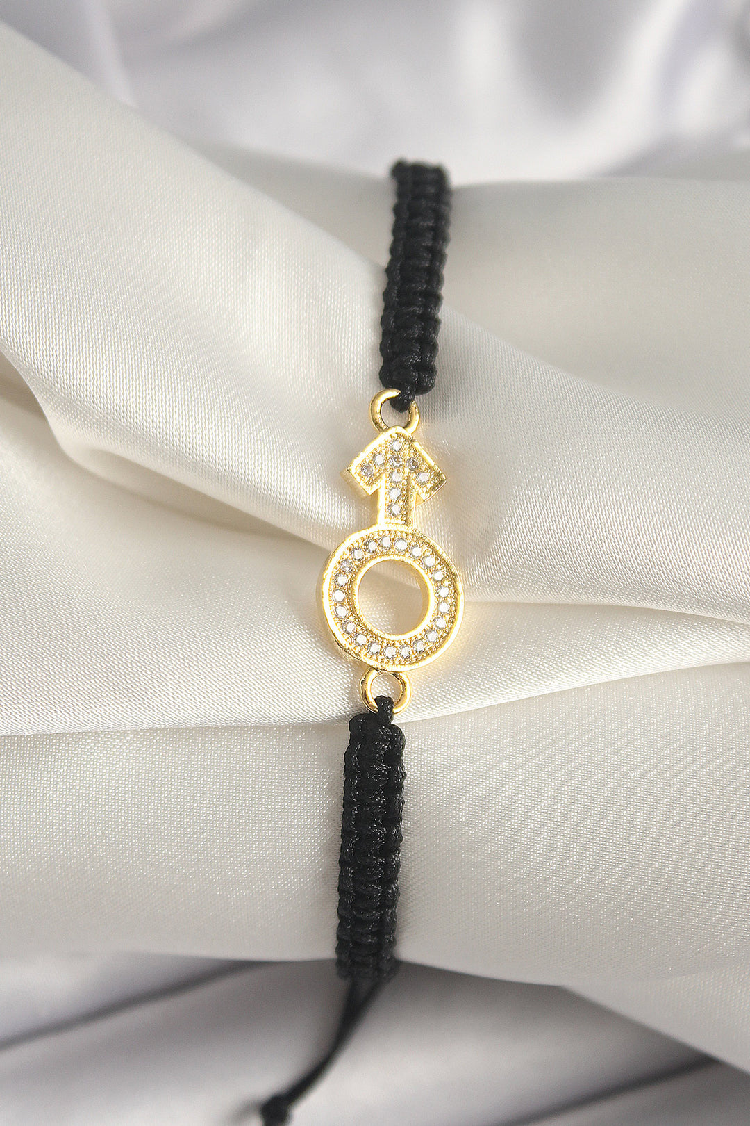 EBJ Rice Gold Color Zircon Stone Mars Figure Macrame Model Women's Bracelet with Elevator - Seaside