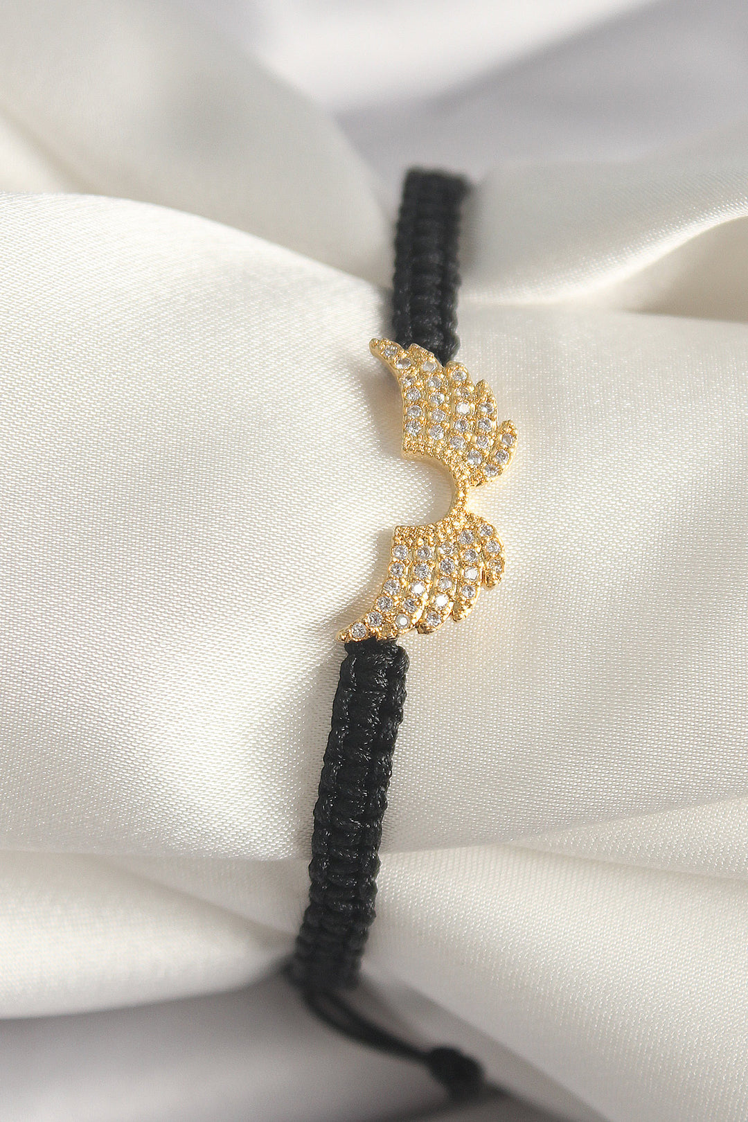 EBJ Rice Gold Color Wing Figure Elevator Macrame Model Women's Bracelet with Zircon Stone - Union