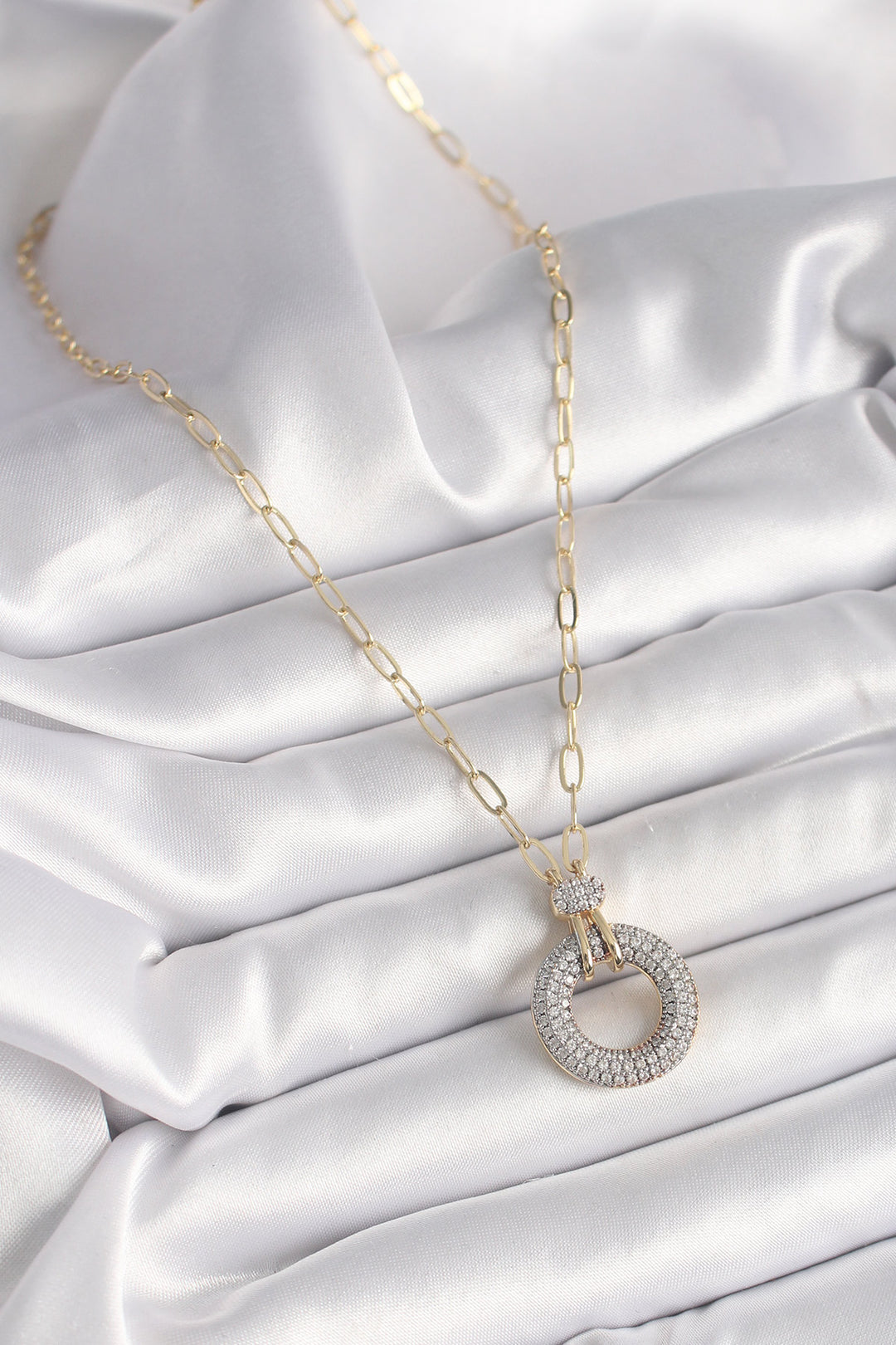 EBJ Rice Gold Color Zircon Stone Medal Model Women's Necklace - Cumbernauld