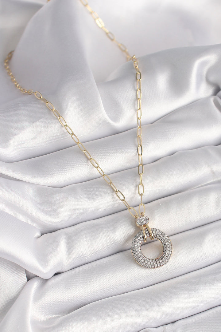 EBJ Rice Gold Color Zircon Stone Medal Model Women's Necklace - Cumbernauld