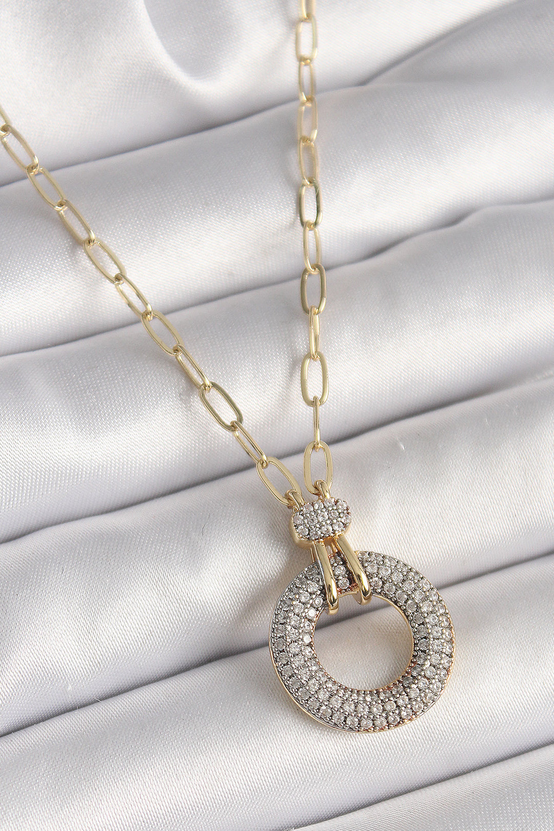 EBJ Rice Gold Color Zircon Stone Medal Model Women's Necklace - Cumbernauld