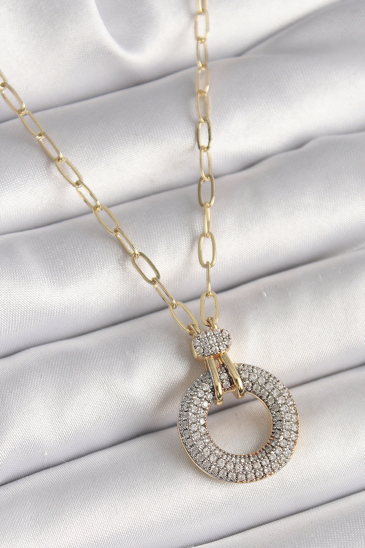 EBJ Rice Gold Color Zircon Stone Medal Model Women's Necklace - Cumbernauld