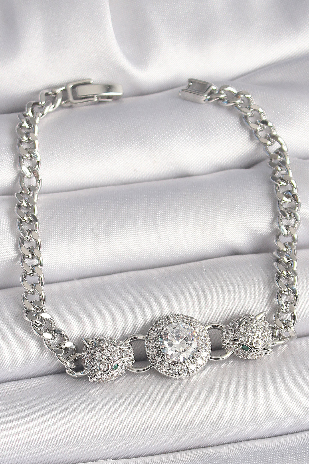 EBJ Rice Silver Color Zircon Stone Leopard Figure Chain Model Women's Bracelet - Saint-Eustache