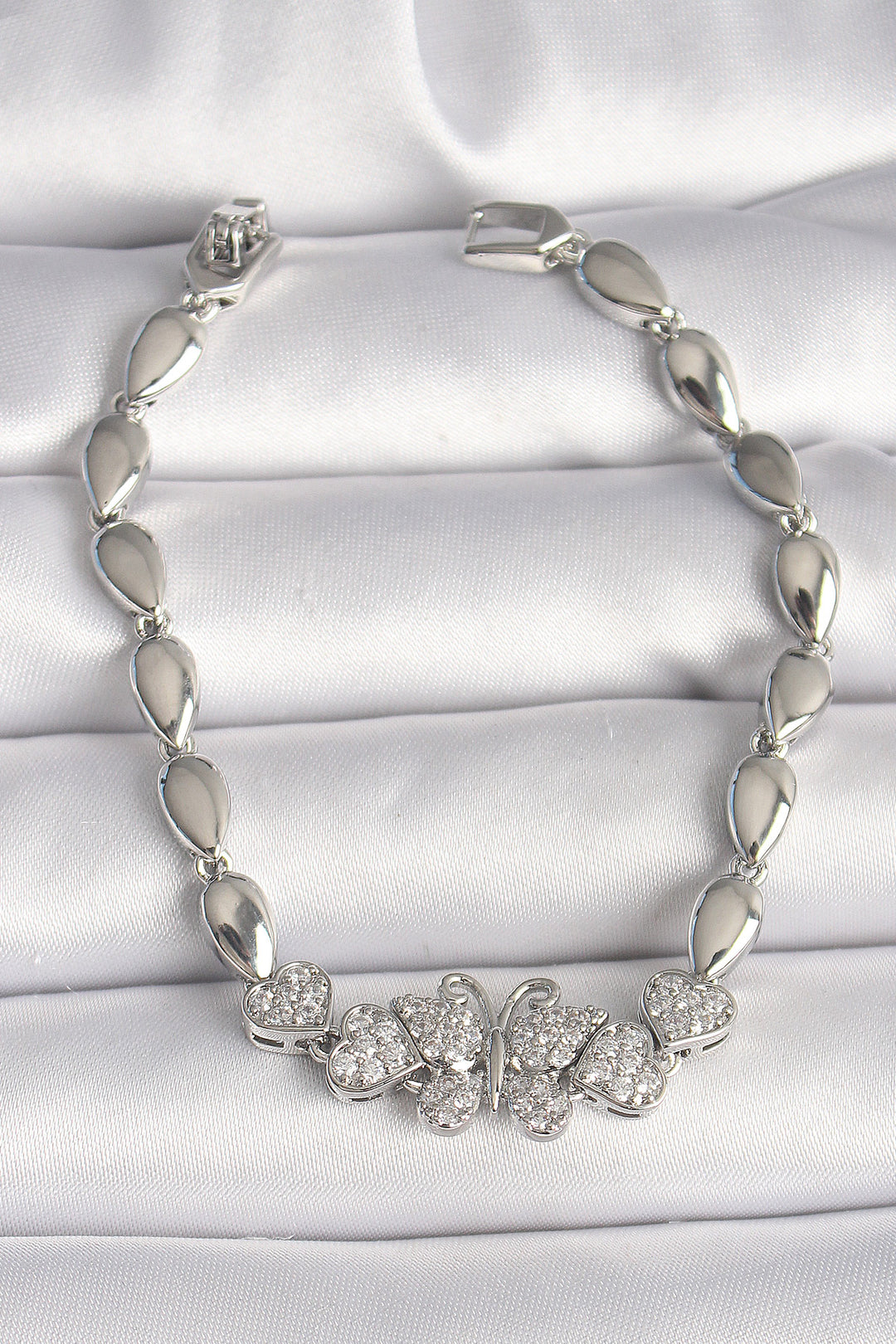 EBJ Rice Silver Color Zircon Stone Butterfly Figure Drop Chain Model Women's Bracelet - Salt Lake City