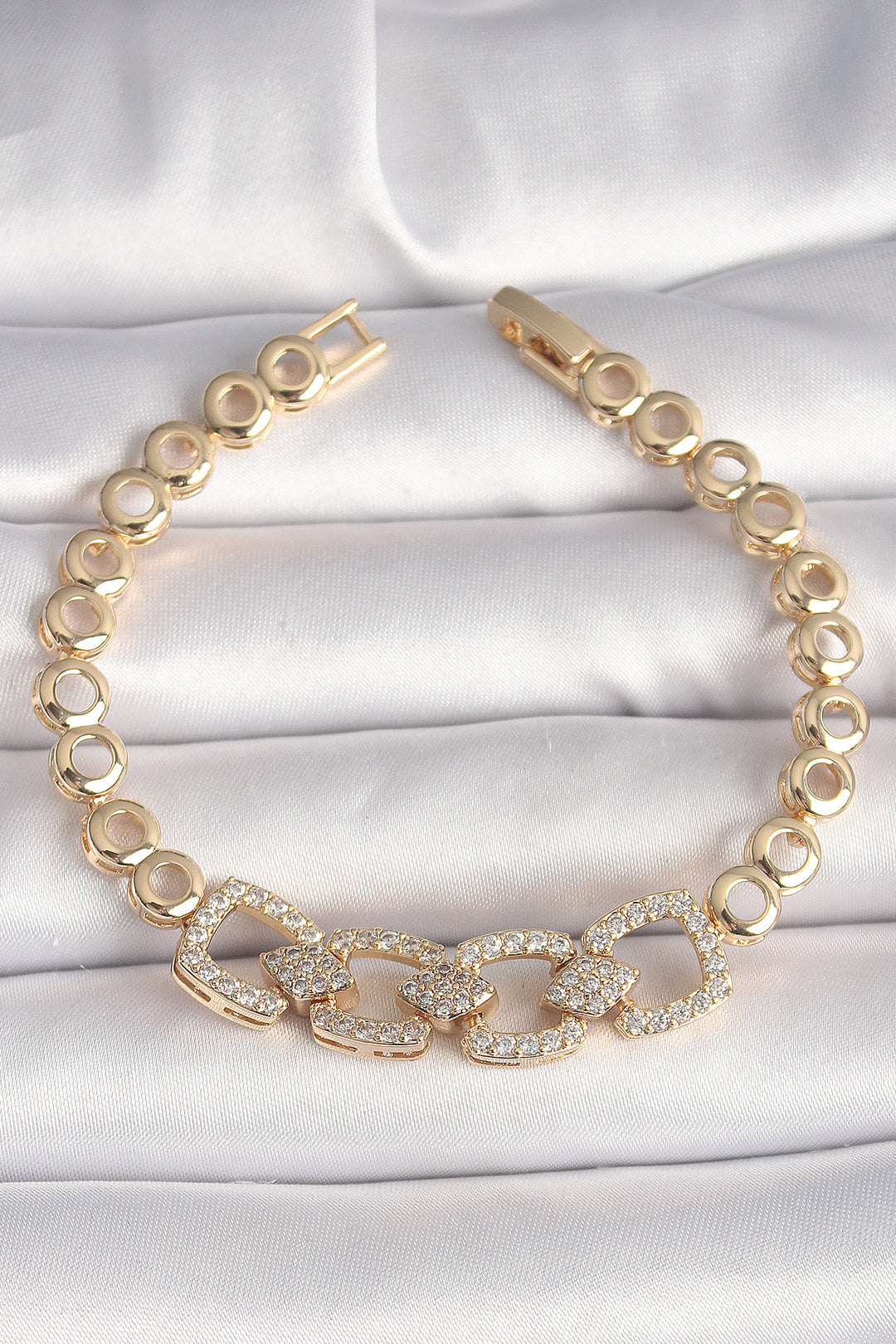 EBJ Gold Color Zircon Stone Round Chain Model Women's Bracelet - Boulogne-Billancourt