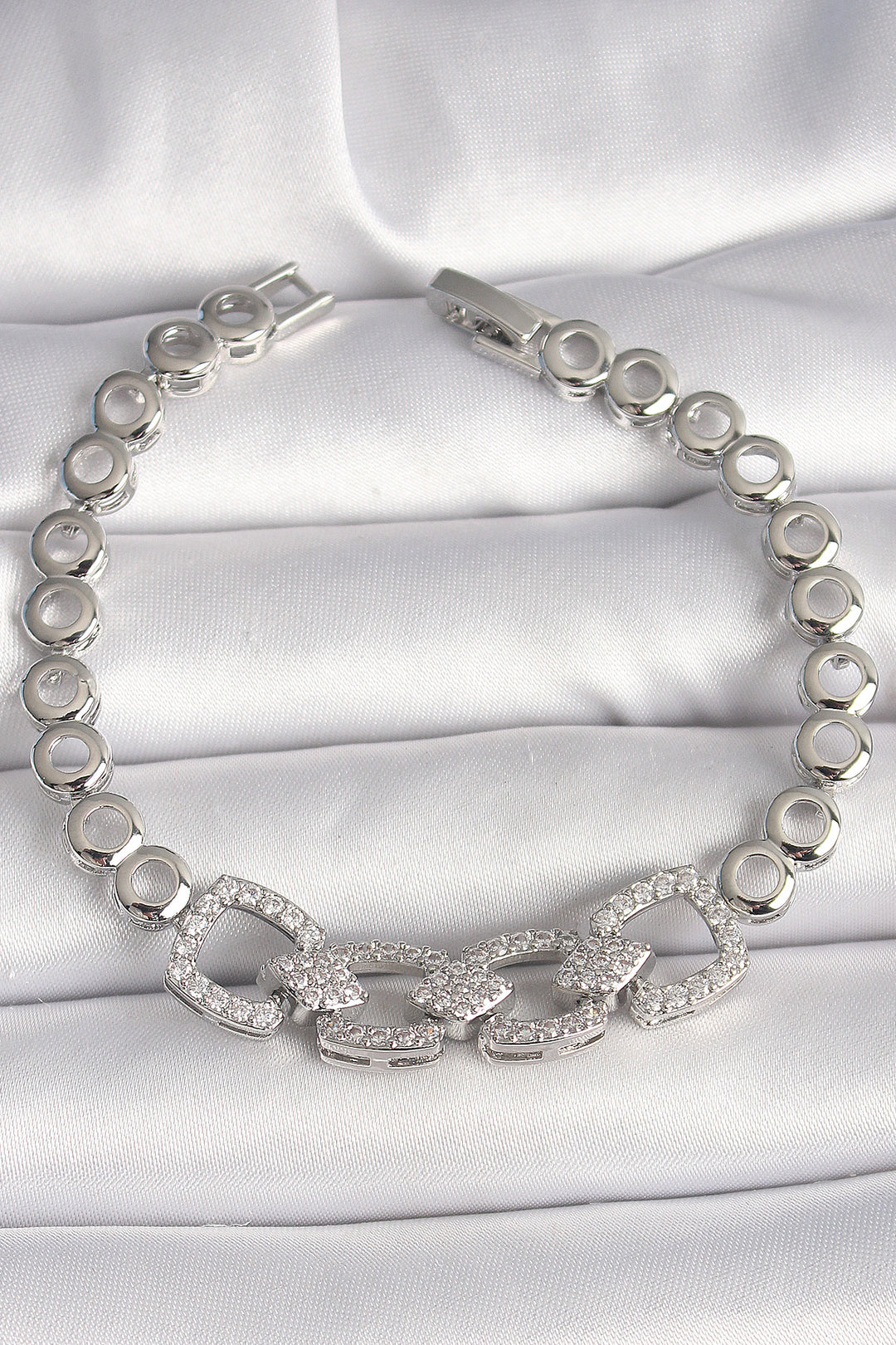 EBJ Rice Silver Color Zircon Stone Circular Chain Model Women's Bracelet - Cinisello Balsamo