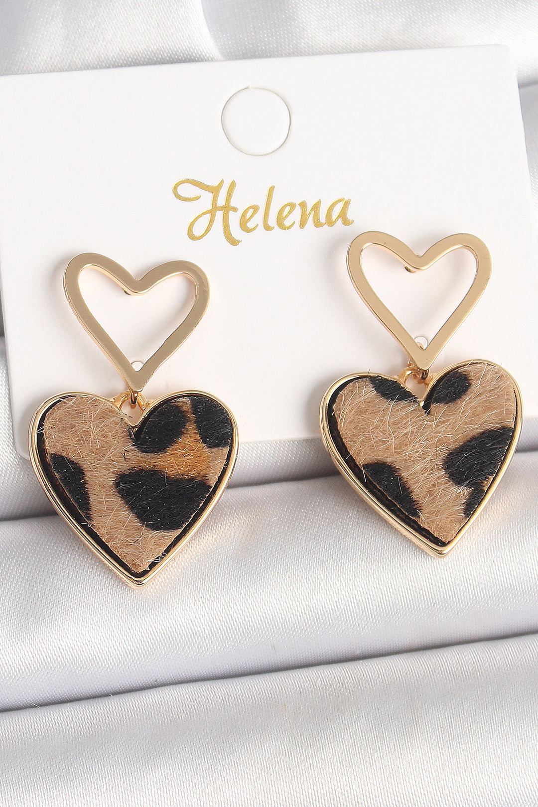 EBJ Rice Gold Color Dangle Leopard Heart Model Women Earring - Blainville