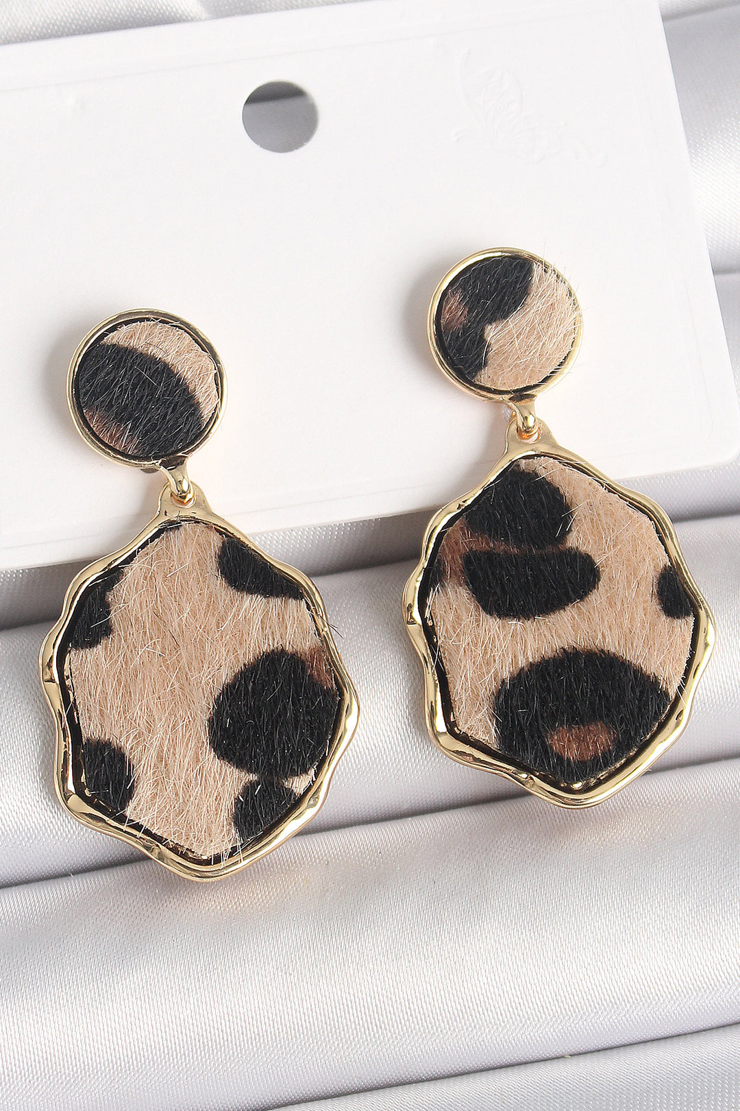 EBJ Rice Gold Color Dangle Leopard Pattern Plate Model Women's Earring - Bassano del Grappa