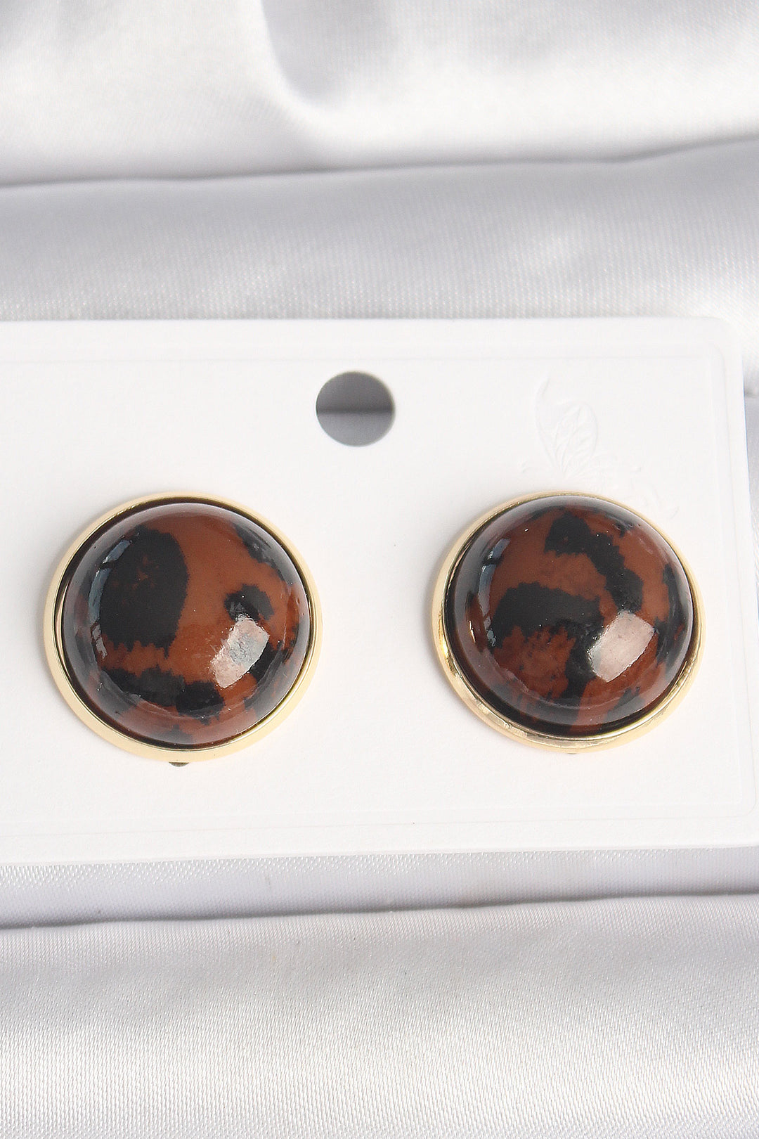 EBJ Rice Gold Color 3D Round Leopard Model Women's Earring - Stryi