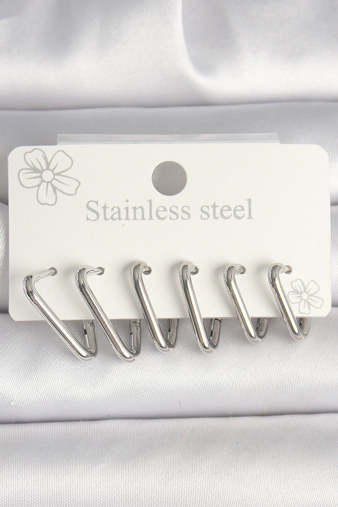 EBJ 316L Stainless Steel Silver Color Triangle Model Women's Earring Set - Sugar Land