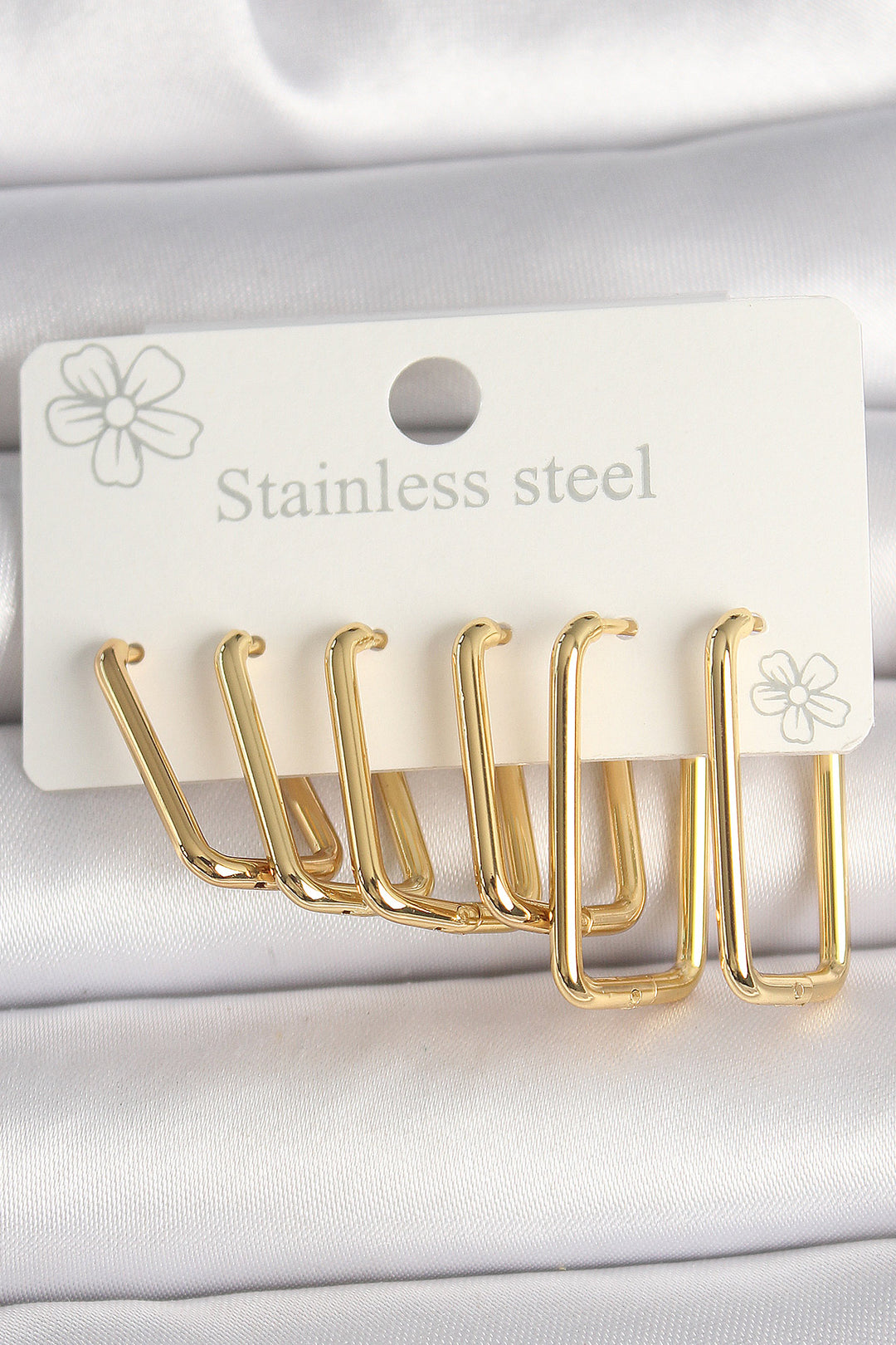 EBJ 316L Steel Gold Color Rectangular Model Women's Earring Set - Mitcham