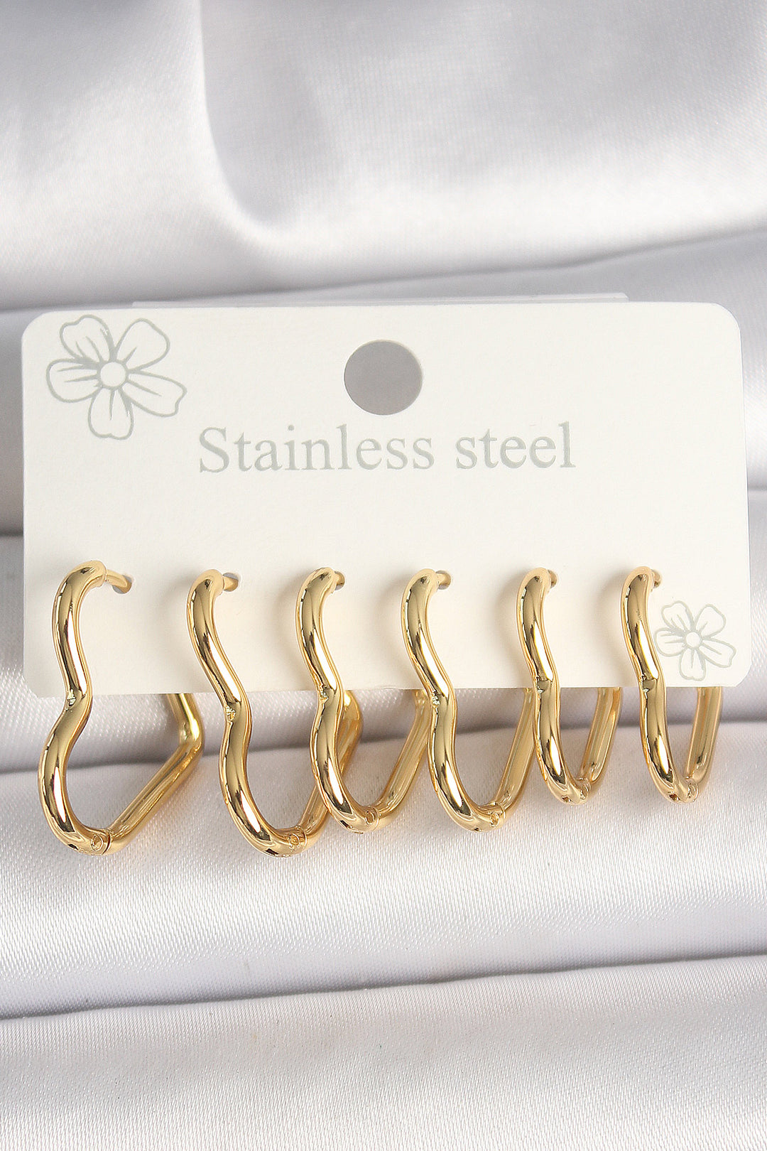 EBJ 316L Steel Gold Color Heart Model Women's Earring Set - Daly City