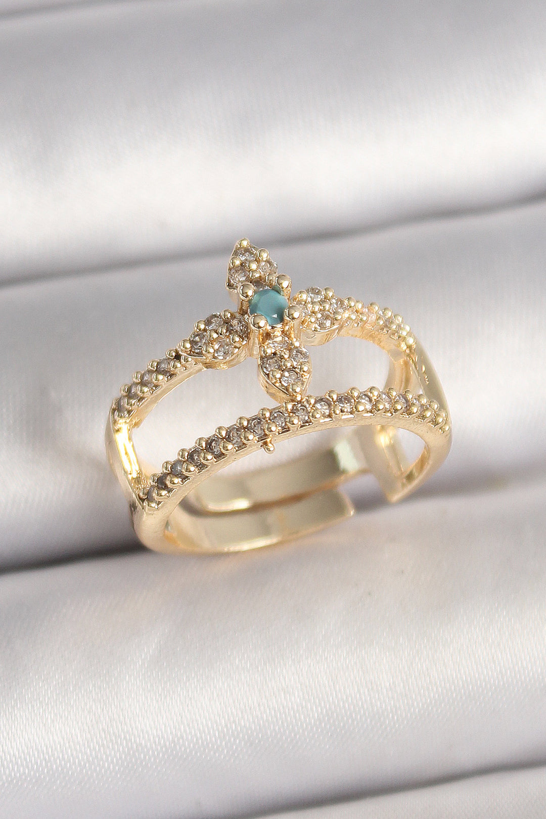 EBJ Adjustable Model Women's Ring with Gold Color Zircon Stone - Somerville