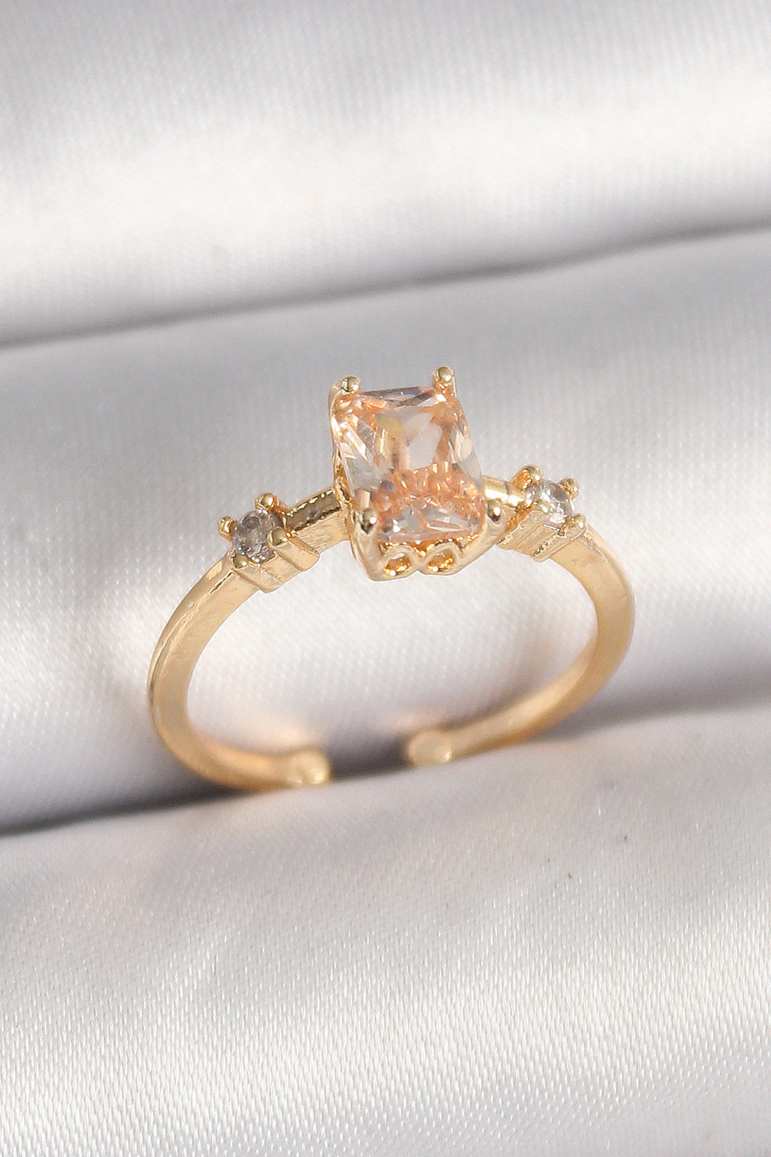 EBJ Gold Color Square Zircon Stone Model Women's Ring - Zutphen