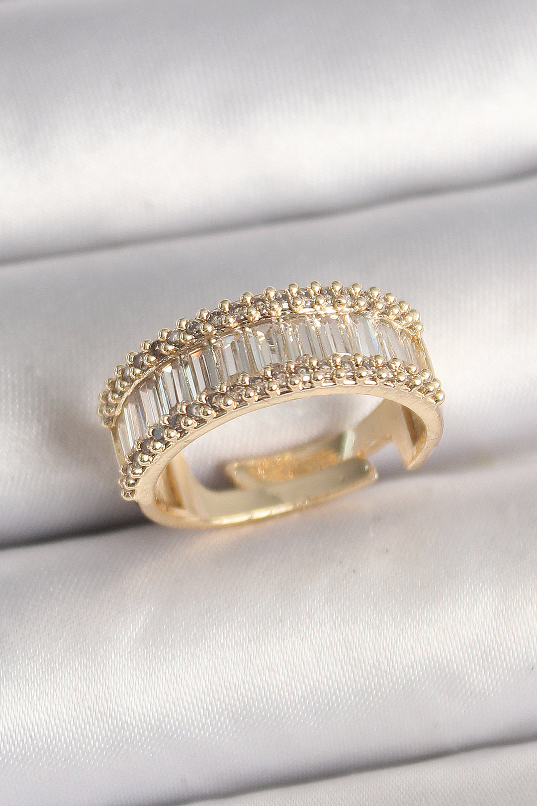 EBJ Rice Gold Color Waterway Adjustable Model Women's Ring with Zircon Stone - Capelle aan den IJssel